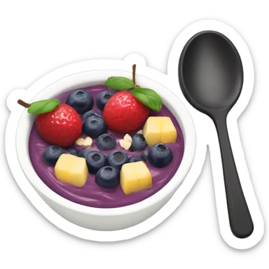 Creamy açaí bowl with fruits and spoon sticker