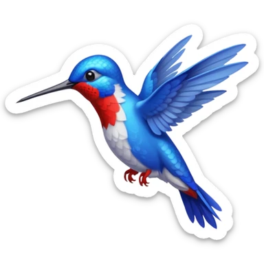 beija-flor como pluma azul e pé vermelho sticker
