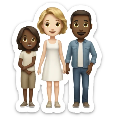 white couple with brown hair and kids sticker