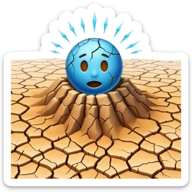 3D render of Drought Crack, miniature weather phenomenon, volumetric particle effects, parched brown earth ground texture, elemental energy, emoji style, isolated on white background --v 6.0. sticker