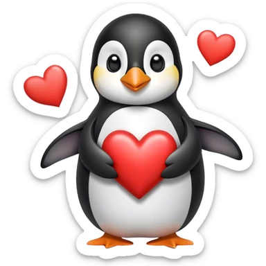 pingüino con corazones sticker