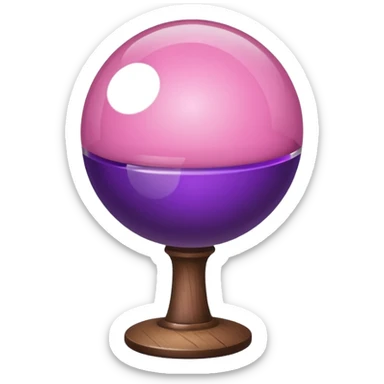 A half pink half purple ball with a wooden stem followed by a glass stem on top sticker