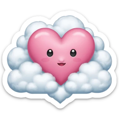 pink heart + cloud sticker