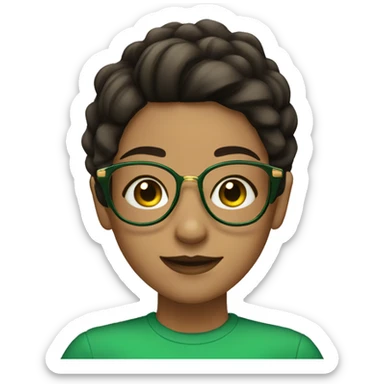 Girl with dark brown hair with green tips ans gold glasses  sticker