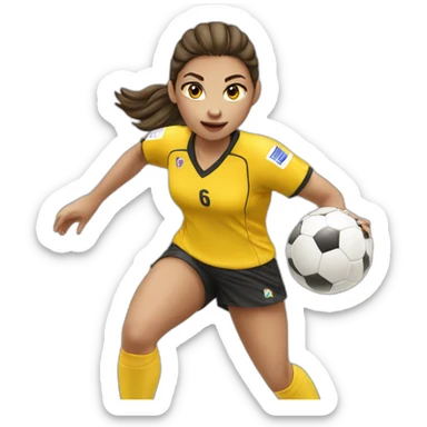 Teenage girl handball-yellow jersey-shooting  sticker