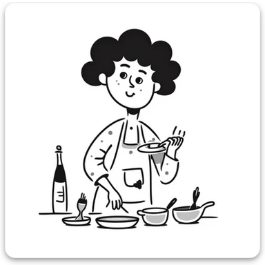 hand drawn doodle of a person cooking sticker