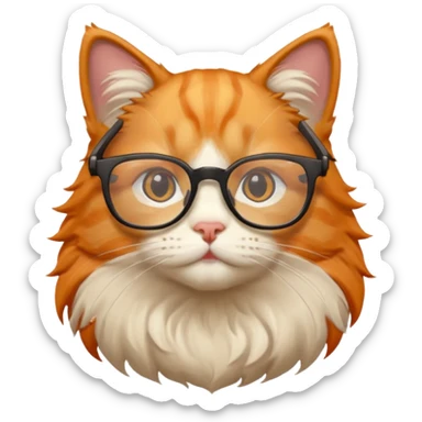 Orange cat wearing nerdy square glasses. sticker