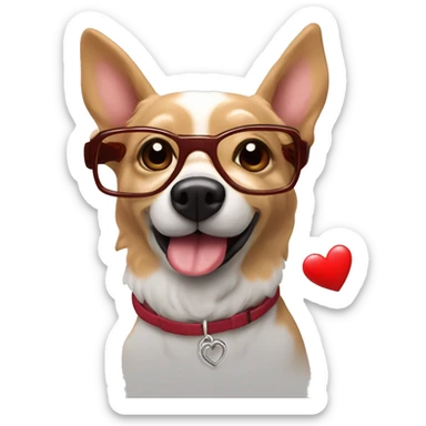 Perro salchicha con gafas de corazón ￼ sticker