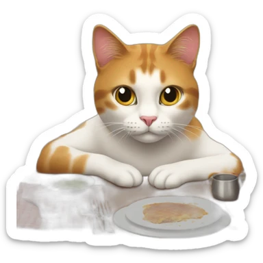 smudge the cat at dinner table sticker