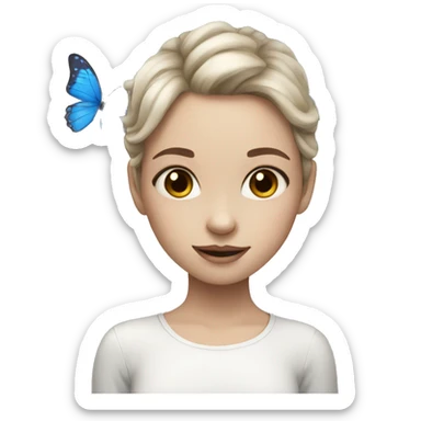 Girl white skin with blue butterflies sticker