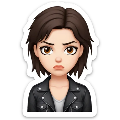 A brunette rocker girl annoyed sticker
