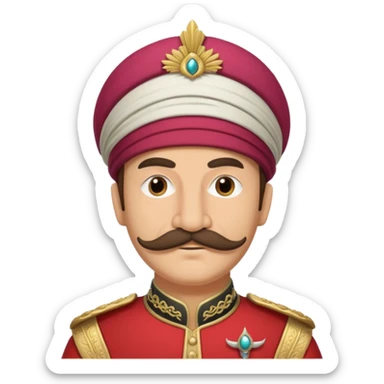 Ottoman Janissary simple and iconic with mustache and headgear sticker