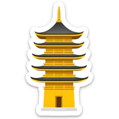 Extremely simplified Chinese pagoda symbol, minimal lines, basic emoji sticker