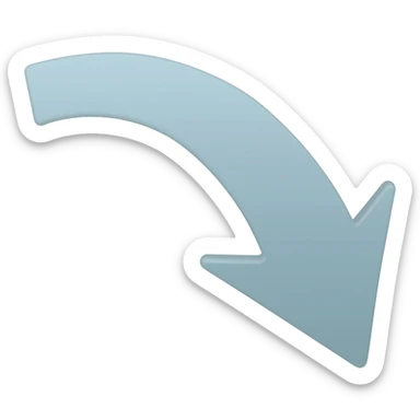 Down arrow curving right, going down first then curving to the right sticker