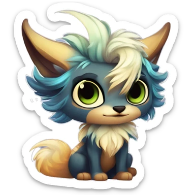 Cool cute Kawaii edgy fantasy shiny chibi animal creature fursona Fionbri vernid by griffsnuff & LiLaiRa & Falvie full bodyal sticker