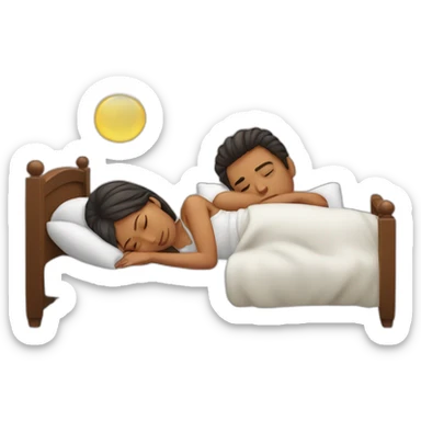 Sleeping young couple in one bad sticker