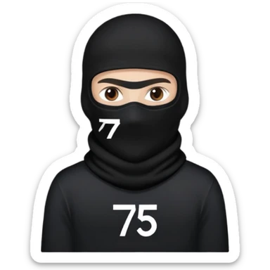 Quelqu un qui va à la guerre  avec une cagoule noir écrit dessus 75022 sticker