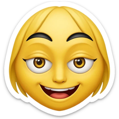 Cara amarilla con los ojos entrecerrados y una leve sonrisa cruel y macabra sticker