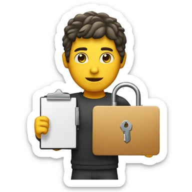 guy with shield lock and key and clipboard sticker