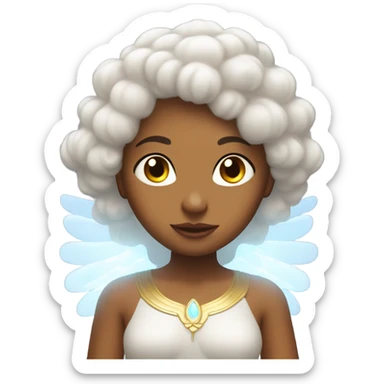 Peruvian female with angel wings, and a halo sticker