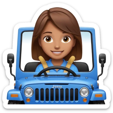 girl in a jeep, blue eyes and brown hair sticker