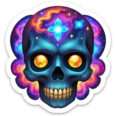 cosmic skull with nebula patterns sticker