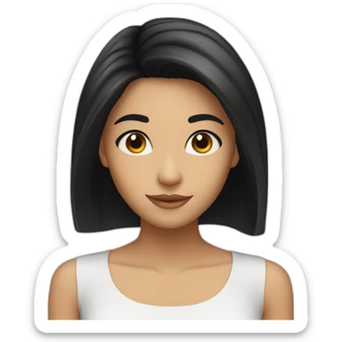 girl with black hair and brown eyes happy sticker