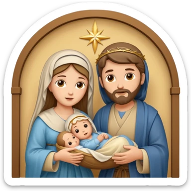 Pesebre con la virgen María San José y el niño Jesús sticker