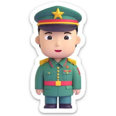 Chinese man in military uniform sticker