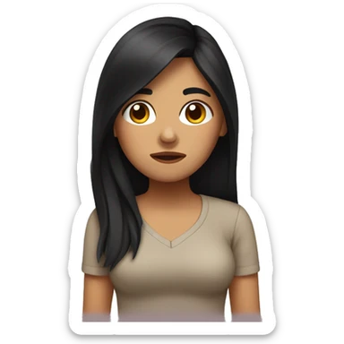 Hispanic female with long black hair super tired  sticker