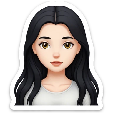 black-haired long hair white young girl in love sticker