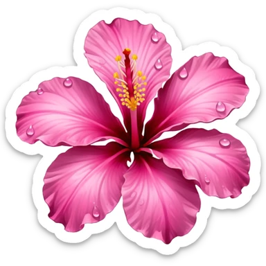 hibiscus with water droplets on it sticker
