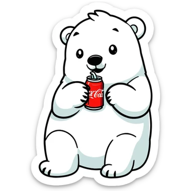polar bear in a Hawaiian shirt drinking Coca Cola sticker