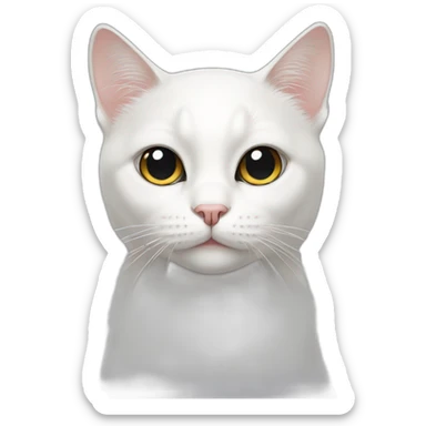 white cat with black left eye zone sticker