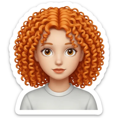 ahora hazme una mujer blanca joven con el pelo rizado y con color naranja claro  sticker