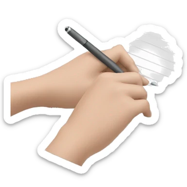 writing hand on tablet sticker