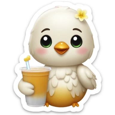 Chicky holding boba drink sticker