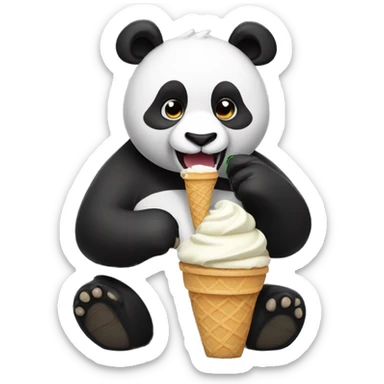 Panda eating ice cream sticker