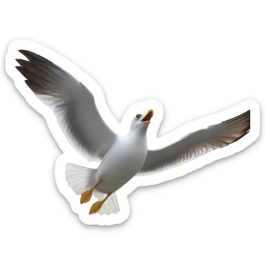 a seagull passing above new york city and the sea sticker