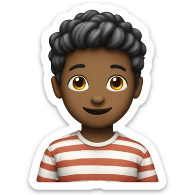 smiling boy in striped shirt sticker