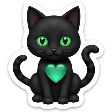 black cat with black heart on its paws sticker