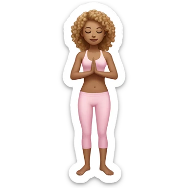 brunette and blonde curly hair yoga girl tanned skin light pink clothes eyes closed sticker