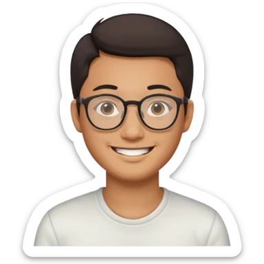 asian guy with glasses smiling sticker