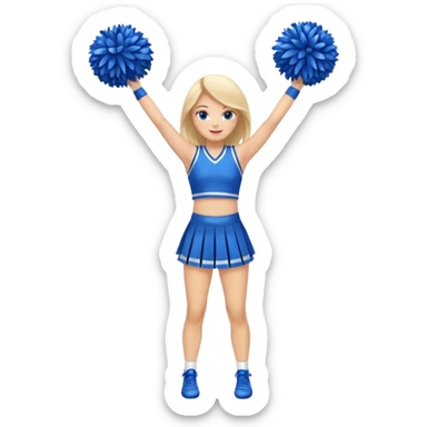 give me a full-length cheerleader with blue pom poms  sticker