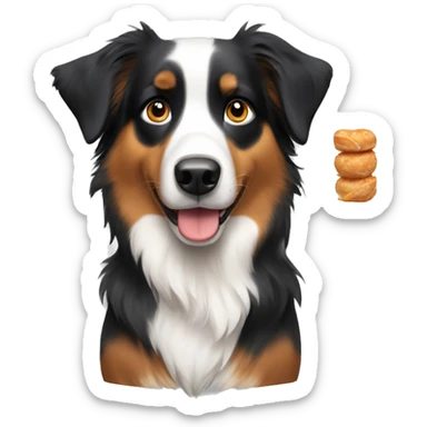 Australian Shepard  with food sticker