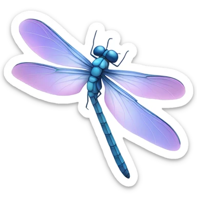 Blue dragonfly with pinkish wings  sticker