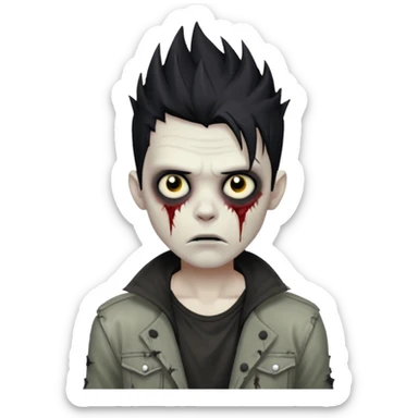 zombie boy with spikey hair black color and make him handsome zombie sticker