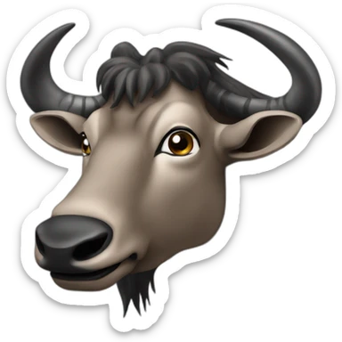 wildebeest with bird's beak sticker