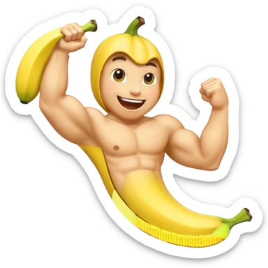 happy banana flexing biceps sticker