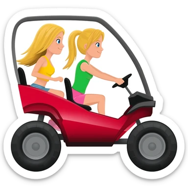 Two blonde girls riding in a side by side buggy 4x4 sticker